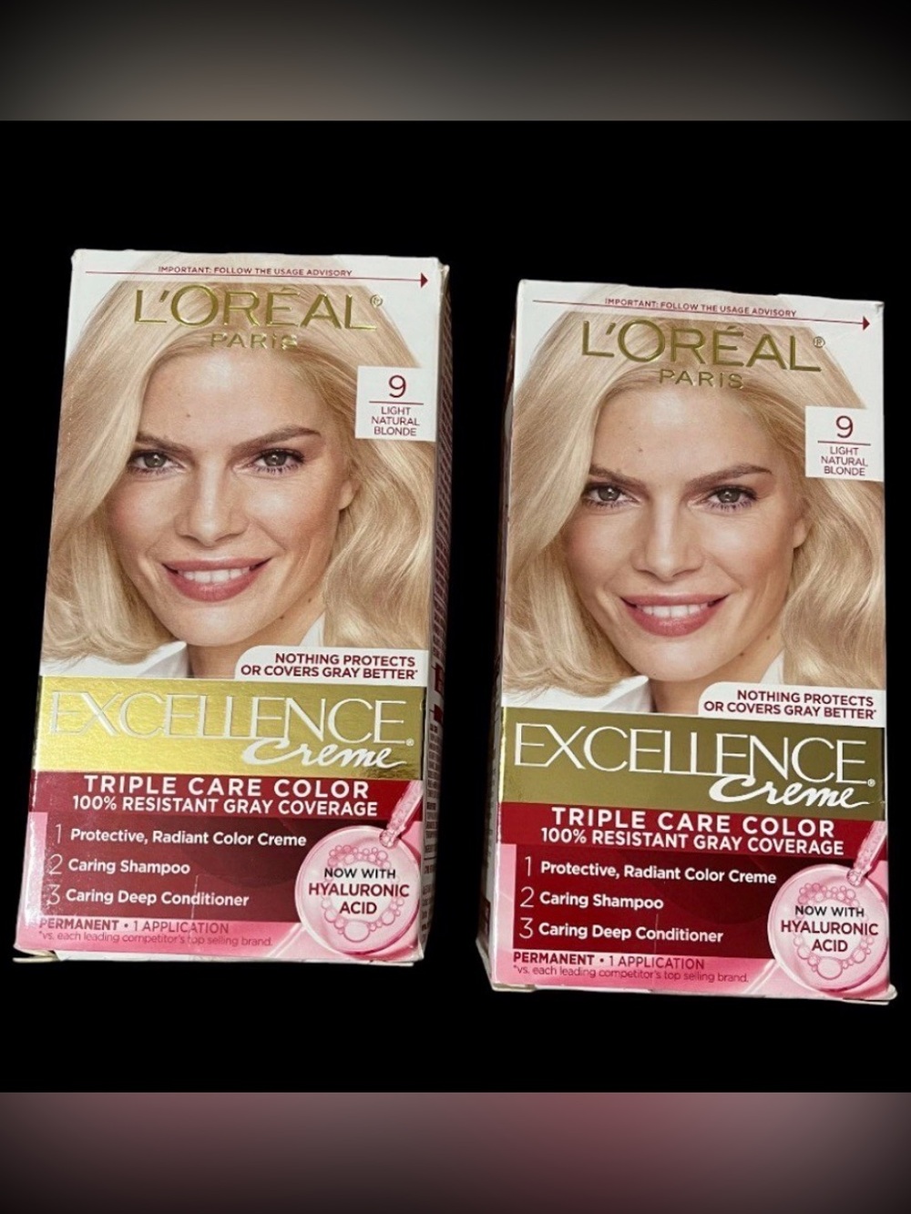 L'Oreal Excellence Creme Permanent Hair Color - Light Natural Blonde (9)- 2 kits